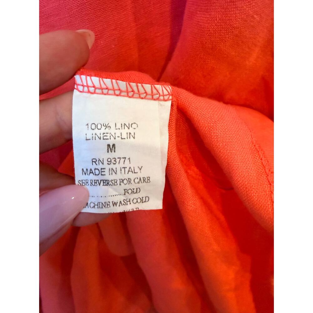 Soft Linen Button-Front Tunic Top / Dress - Coral - Picture 6 of 10